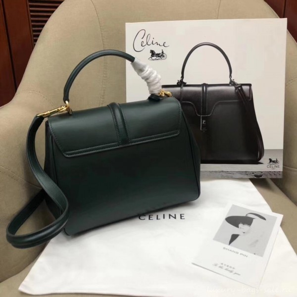 Celine Calfskin Small 16 Bag dark green 188003/188004 2019