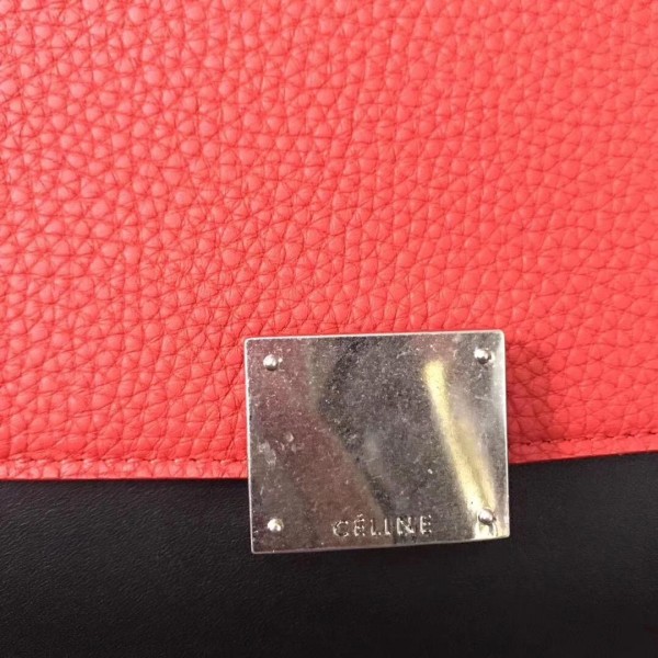 Celine Tricolor grained Calfskin Trapeze small Bag black/white/red