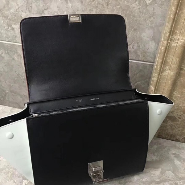 Celine Tricolor grained Calfskin Trapeze small Bag black/white/red