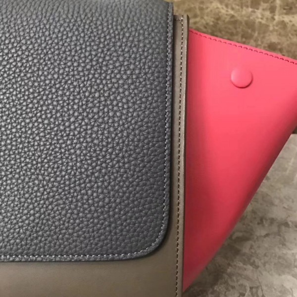 Celine Tricolor  grained Calfskin Trapeze small Bag red/gray