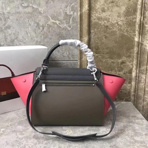 Celine Tricolor  grained Calfskin Trapeze small Bag red/gray