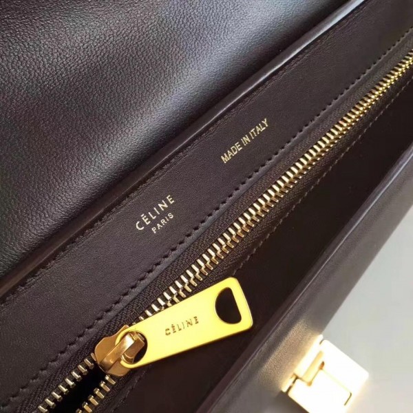 Celine Tricolor Elephant Calfskin Trapeze small Bag black/burgundy/black