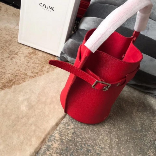 Celine Nano Big Bag Bucket Bag in Grained Calfskin 187243 Red 2019