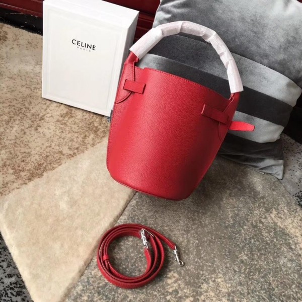 Celine Nano Big Bag Bucket Bag in Grained Calfskin 187243 Red 2019