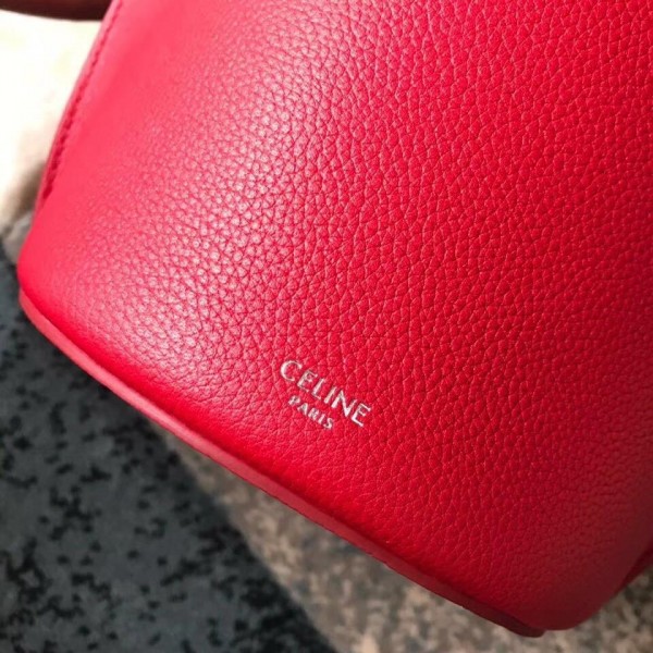 Celine Nano Big Bag Bucket Bag in Grained Calfskin 187243 Red 2019