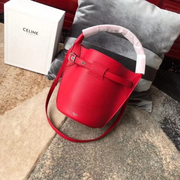 Celine Nano Big Bag Bucket Bag in Grained Calfskin 187243 Red 2019