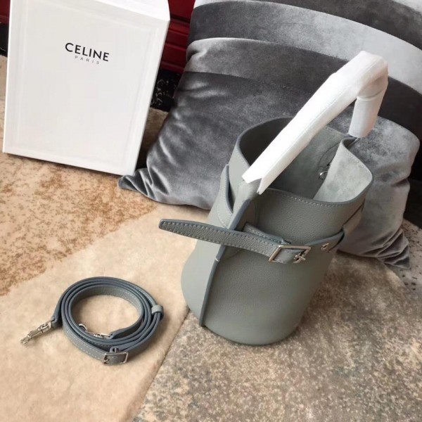 Celine Nano Big Bag Bucket Bag in Grained Calfskin 187243 Gray 2019