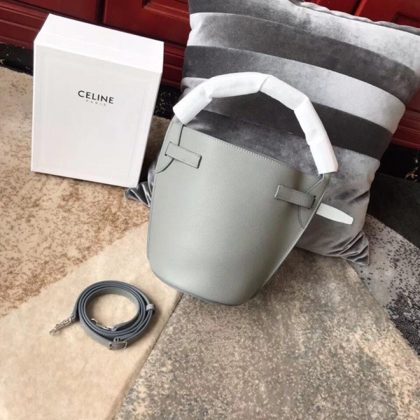 Celine Nano Big Bag Bucket Bag in Grained Calfskin 187243 Gray 2019