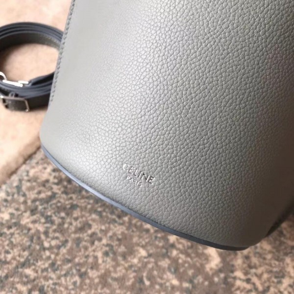 Celine Nano Big Bag Bucket Bag in Grained Calfskin 187243 Gray 2019