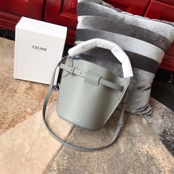 Celine Nano Big Bag Bucket Bag in Grained Calfskin 187243 Gray 2019