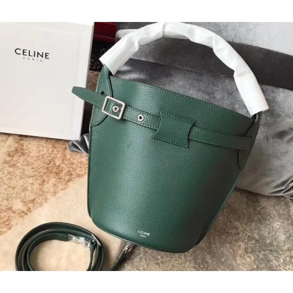 Celine Nano Big Bag Bucket Bag in Grained Calfskin 187243 Green 2019