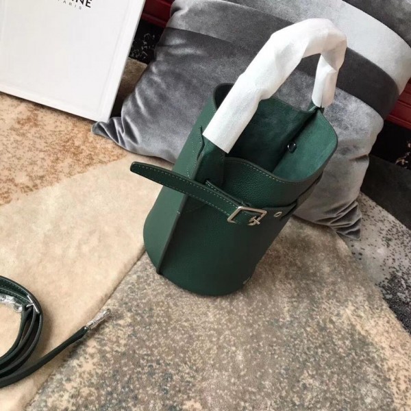 Celine Nano Big Bag Bucket Bag in Grained Calfskin 187243 Green 2019