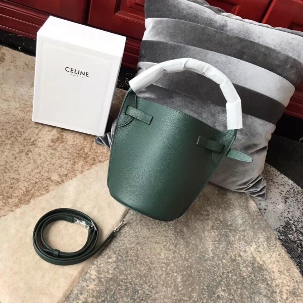 Celine Nano Big Bag Bucket Bag in Grained Calfskin 187243 Green 2019