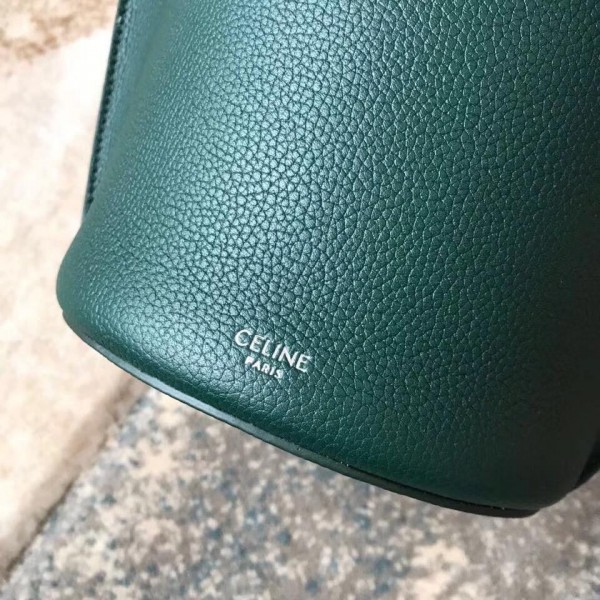 Celine Nano Big Bag Bucket Bag in Grained Calfskin 187243 Green 2019