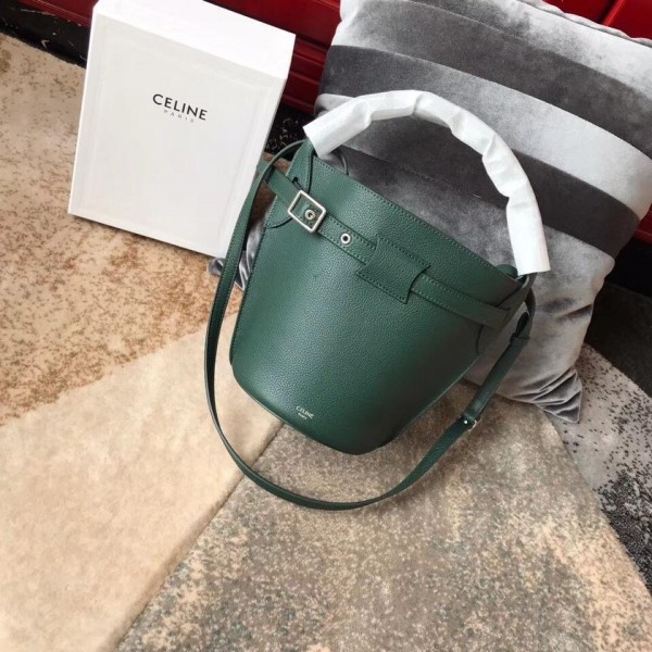 Celine Nano Big Bag Bucket Bag in Grained Calfskin 187243 Green 2019