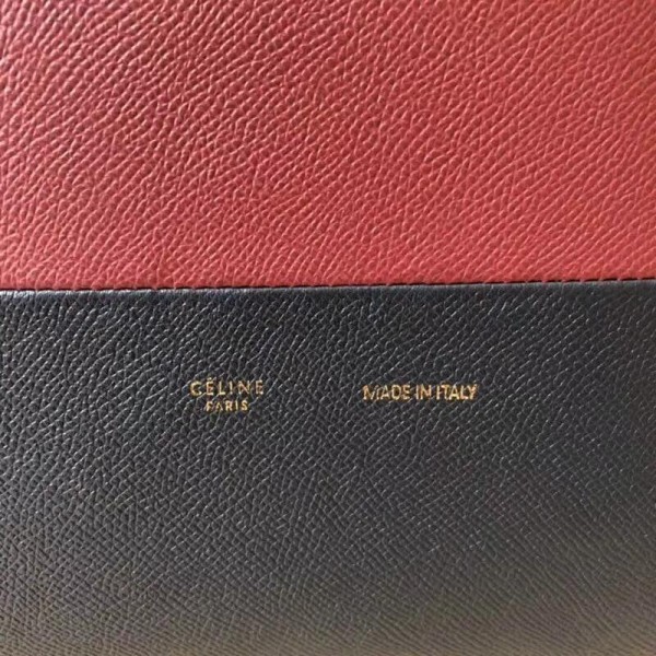 Celine Small Cabas Shopping Bag in Grained Calfskin 189813 Burgundy/Black 2019