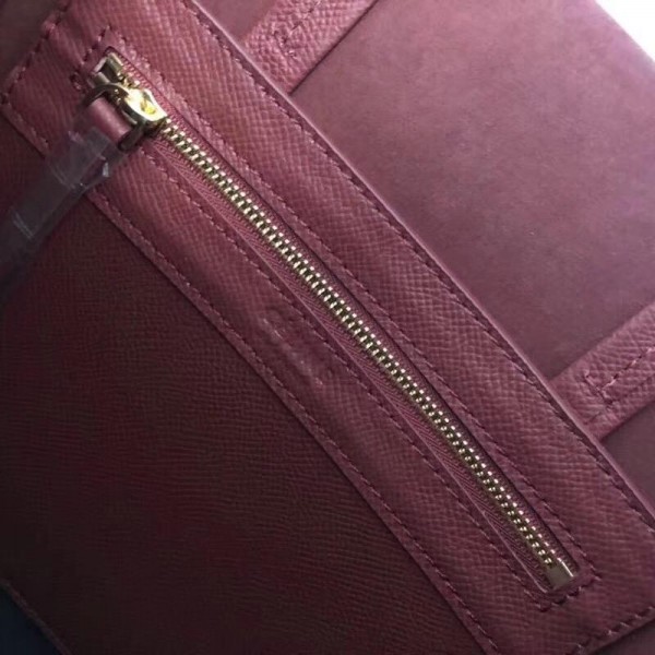 Celine Small Cabas Shopping Bag in Grained Calfskin 189813 Burgundy/Black 2019