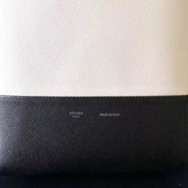 Celine Small Cabas Shopping Bag in Grained Calfskin 189813 White/Black 2019