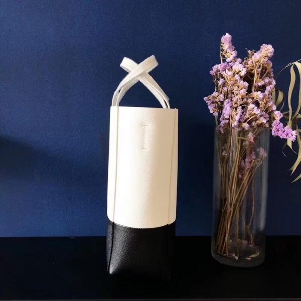 Celine Small Cabas Shopping Bag in Grained Calfskin 189813 White/Black 2019
