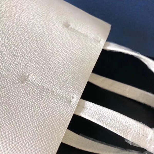 Celine Small Cabas Shopping Bag in Grained Calfskin 189813 White/Black 2019
