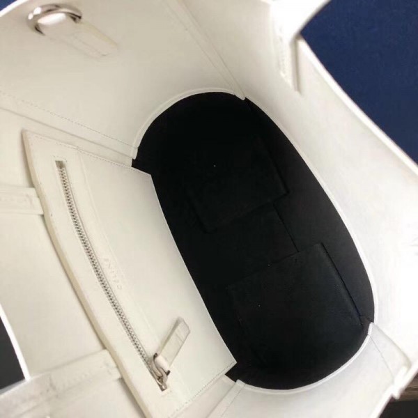 Celine Small Cabas Shopping Bag in Grained Calfskin 189813 White/Black 2019