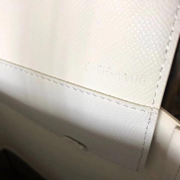 Celine Small Cabas Shopping Bag in Grained Calfskin 189813 White/Gray 2019