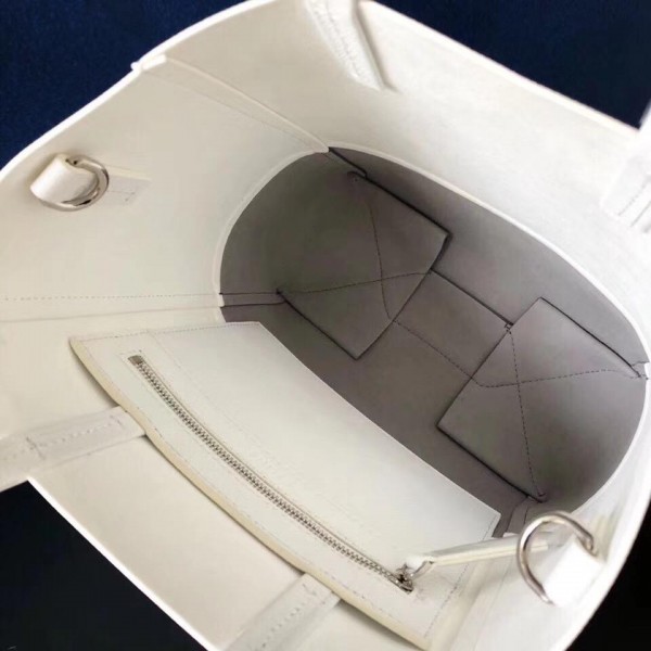 Celine Small Cabas Shopping Bag in Grained Calfskin 189813 White/Gray 2019