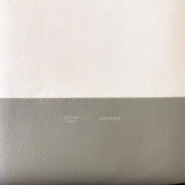Celine Small Cabas Shopping Bag in Grained Calfskin 189813 White/Gray 2019