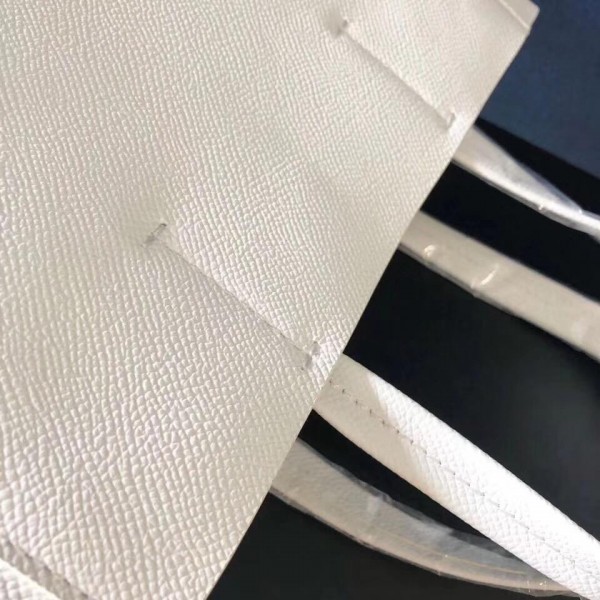 Celine Small Cabas Shopping Bag in Grained Calfskin 189813 White/Gray 2019