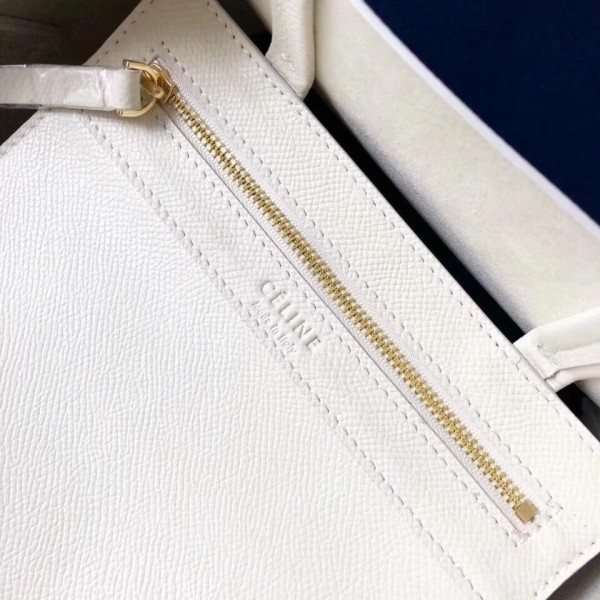 Celine Small Cabas Shopping Bag in Grained Calfskin 189813 White/Green Blue 2019