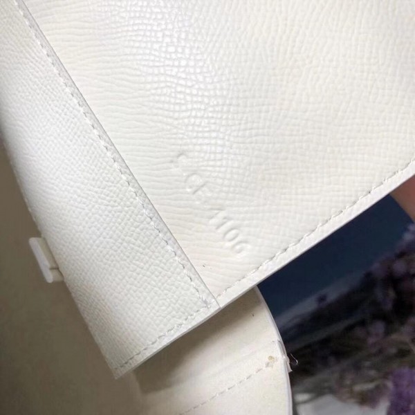 Celine Small Cabas Shopping Bag in Grained Calfskin 189813 White/Green Blue 2019