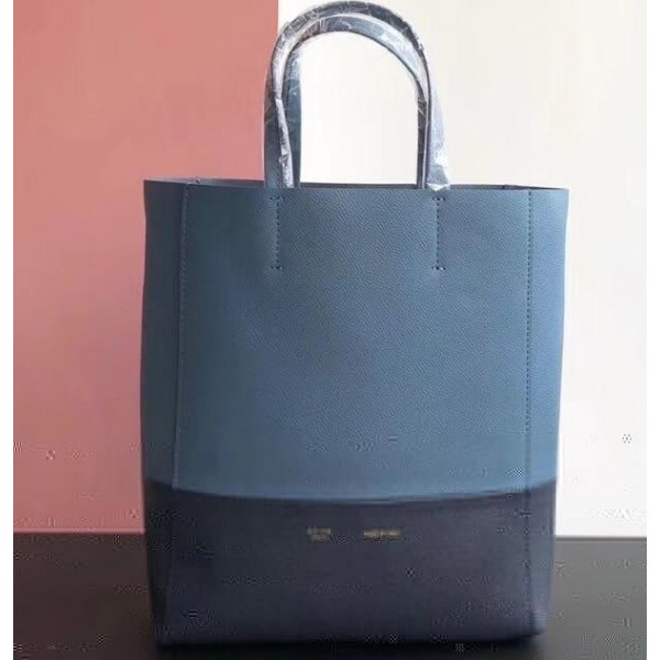 Celine Small Cabas Shopping Bag in Grained Calfskin 189813 Denim Blue/Black 2019