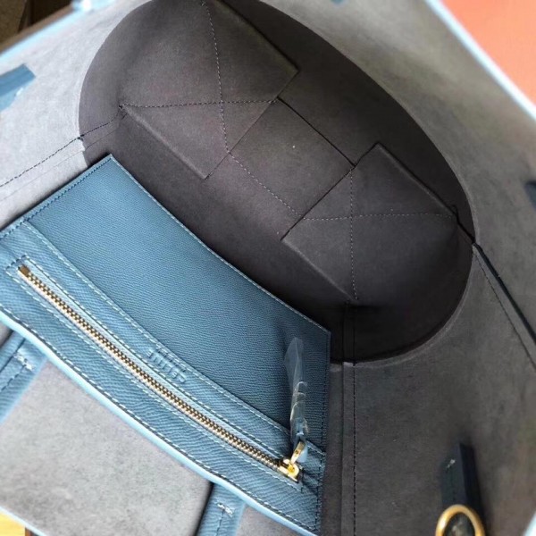 Celine Small Cabas Shopping Bag in Grained Calfskin 189813 Denim Blue/Black 2019