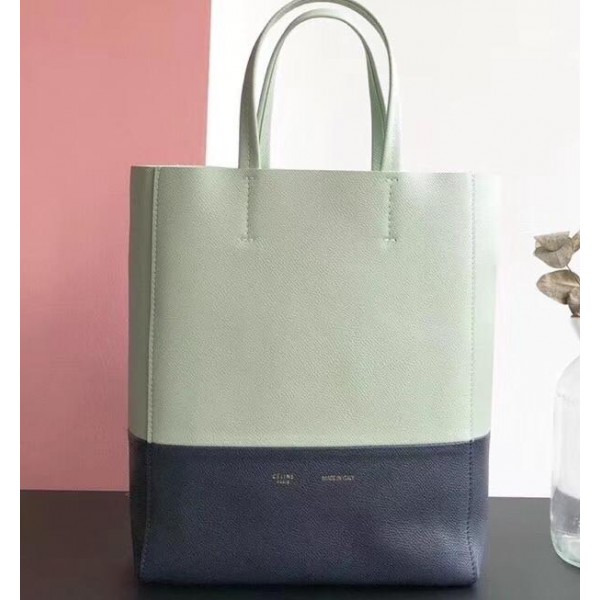 Celine Small Cabas Shopping Bag in Grained Calfskin 189813 Pale Green/Black 2019