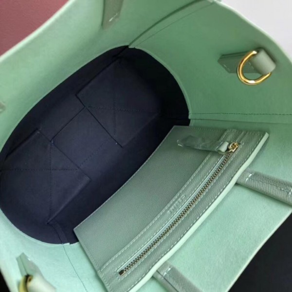 Celine Small Cabas Shopping Bag in Grained Calfskin 189813 Pale Green/Black 2019