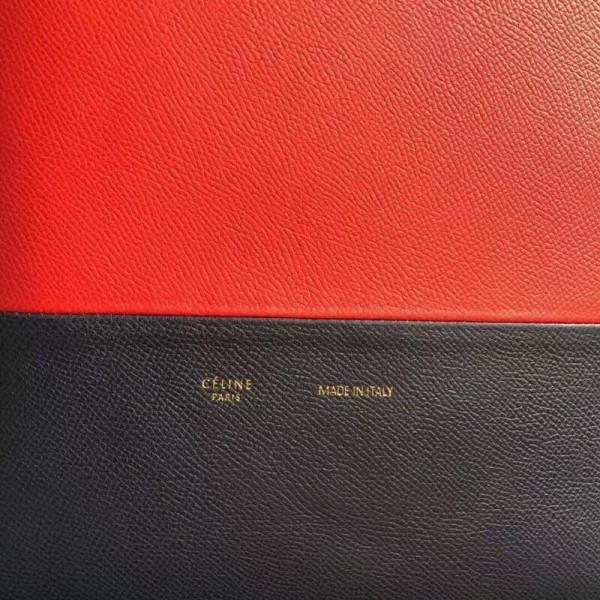 Celine Small Cabas Shopping Bag in Grained Calfskin 189813 Red/Black 2019