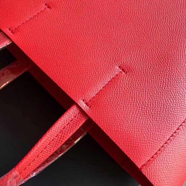 Celine Small Cabas Shopping Bag in Grained Calfskin 189813 Red/Black 2019