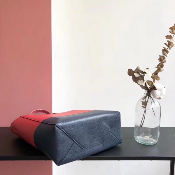 Celine Small Cabas Shopping Bag in Grained Calfskin 189813 Red/Black 2019