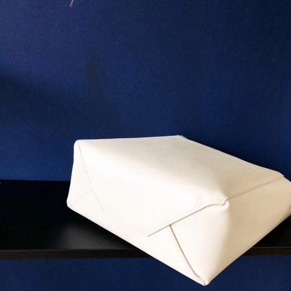 Celine Small Cabas Shopping Bag in Grained Calfskin 189813 White 2019