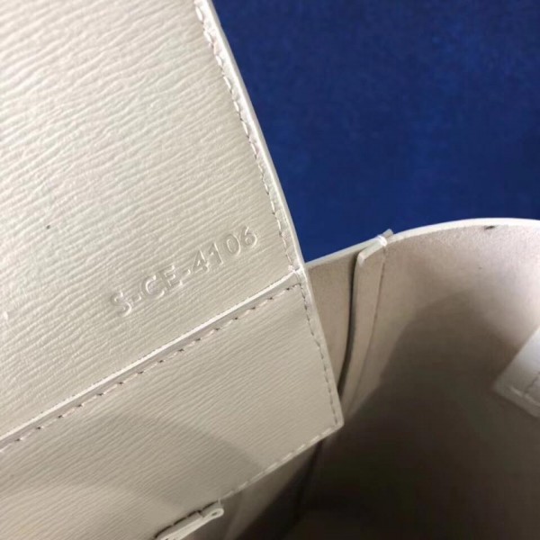 Celine Small Cabas Shopping Bag in Grained Calfskin 189813 White 2019