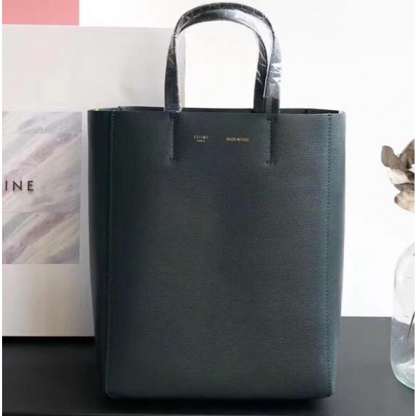 Celine Small Cabas Shopping Bag in Grained Calfskin 189813 Dark Green 2019