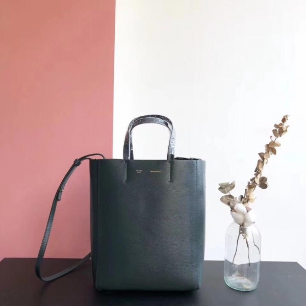 Celine Small Cabas Shopping Bag in Grained Calfskin 189813 Dark Green 2019