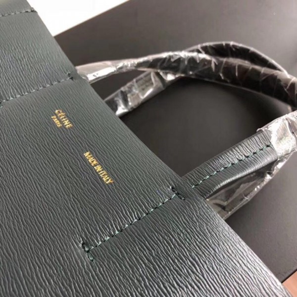 Celine Small Cabas Shopping Bag in Grained Calfskin 189813 Dark Green 2019