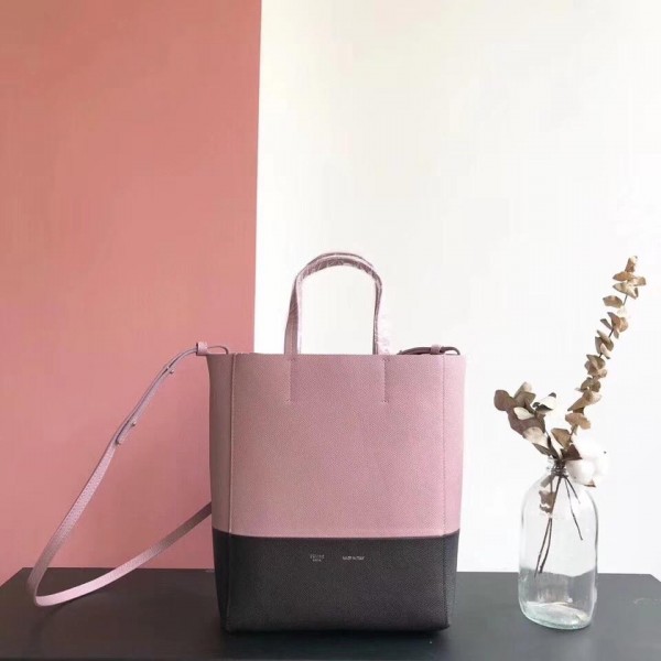 Celine Small Cabas Shopping Bag in Grained Calfskin 189813 Pink/Black 2019