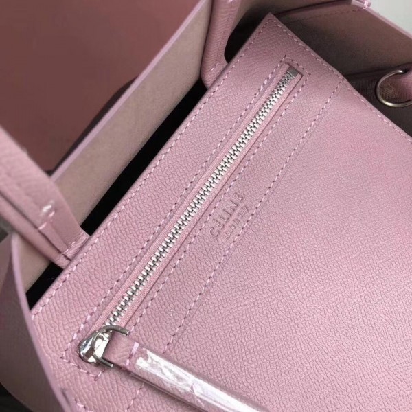 Celine Small Cabas Shopping Bag in Grained Calfskin 189813 Pink/Black 2019