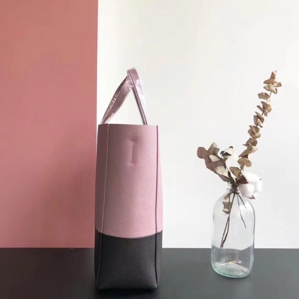 Celine Small Cabas Shopping Bag in Grained Calfskin 189813 Pink/Black 2019
