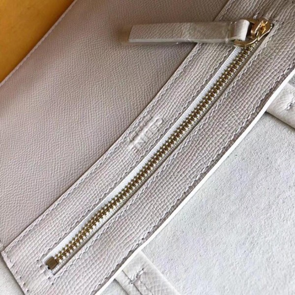 Celine Small Cabas Shopping Bag in Grained Calfskin 189813 White/Yellow 2019