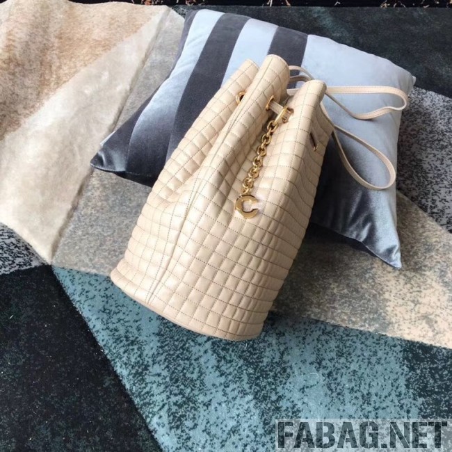 Celine Small C Charm Bucket Shoulder Bag/Backpack in Quilted Calfskin 188373 Nude 2019 (JDP-9032720 )