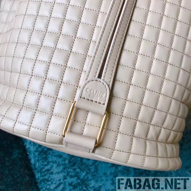 Celine Small C Charm Bucket Shoulder Bag/Backpack in Quilted Calfskin 188373 Nude 2019 (JDP-9032720 )