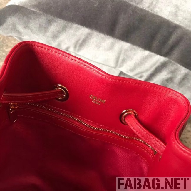 Celine Small C Charm Bucket Shoulder Bag/Backpack in Quilted Calfskin 188373 Red 2019 (JDP-9032719 )